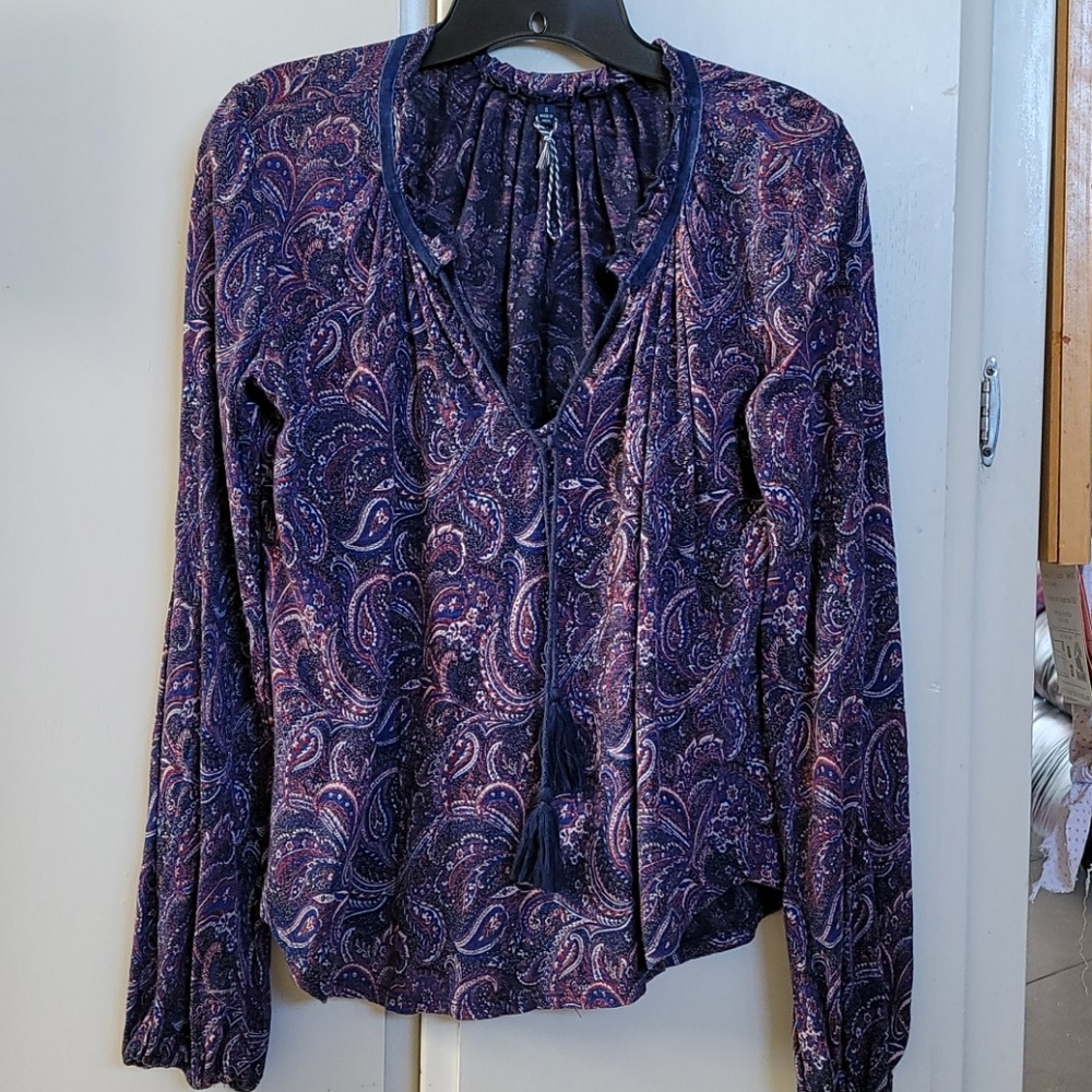 Lucky Brand Paisley Peasant Blouse